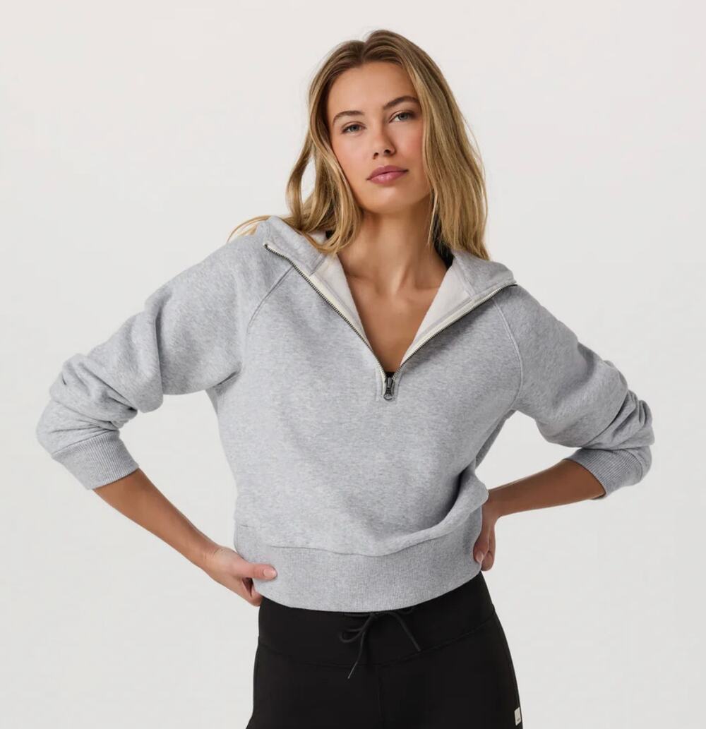 VUORI Restore Half Zip Hoodie in Light Heather Grey Size XL NEW
